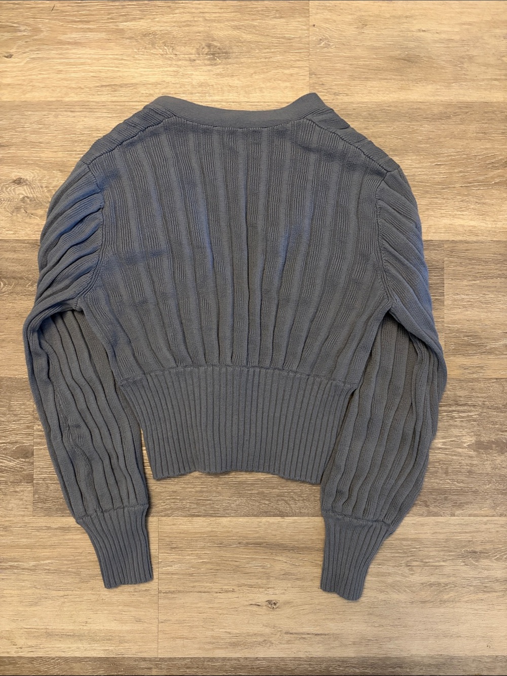 Wilfred Purple Ribbed V-Neck Button-Up Cardigan - Picture 3 of 3